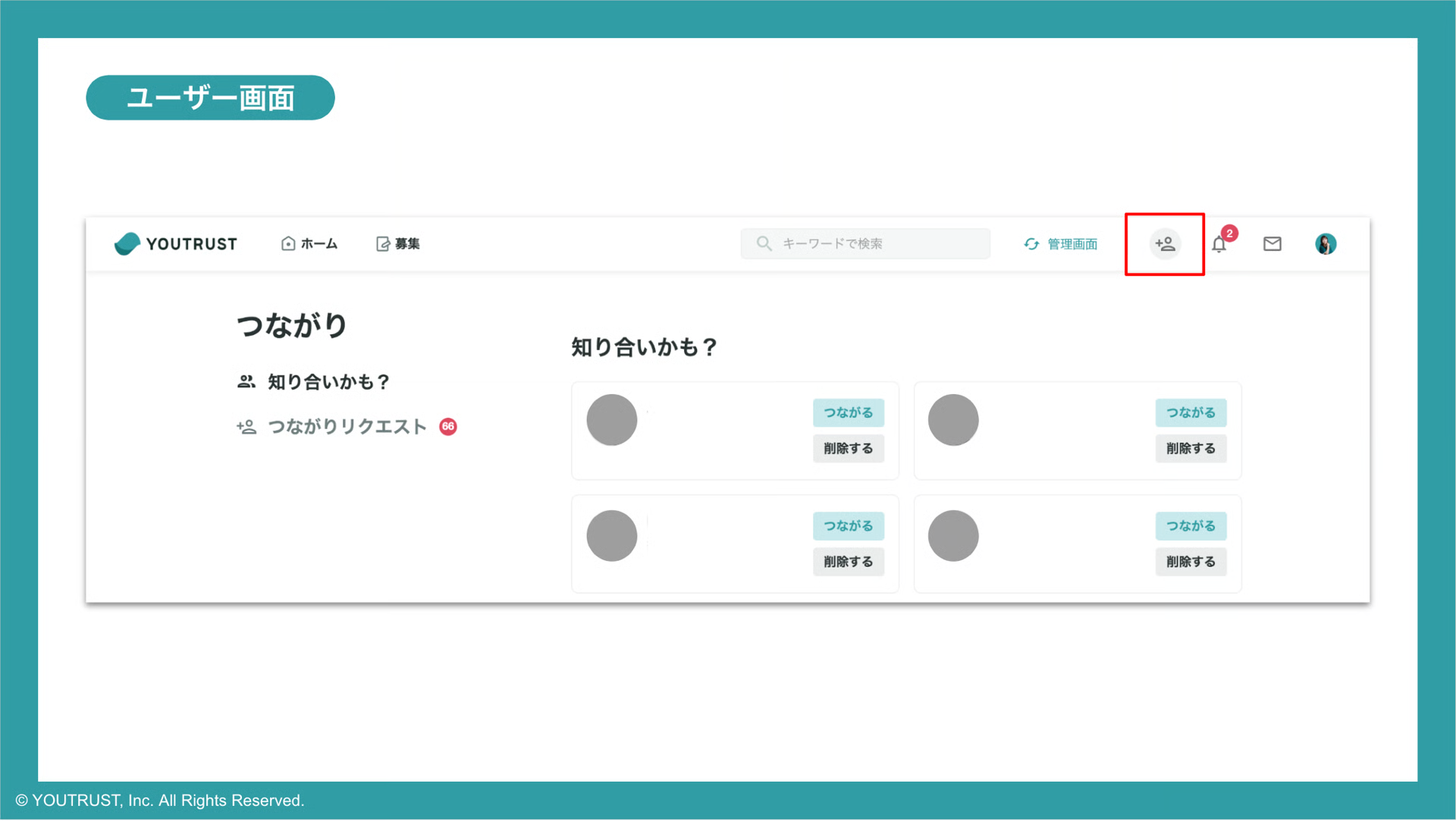 つながり候補「知り合いかも?」画面